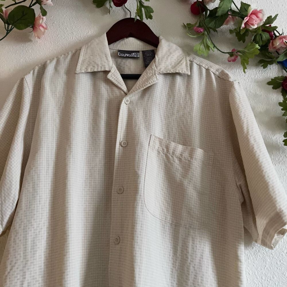 CouNter CC Medium Yellow Checkered Men's Collar Button Up Shirt - Picture 2 of 7